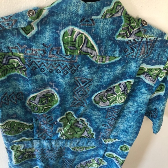 * SOLD* VINTAGE Kai Nani Barkcloth Aloha Shirt - Picture 4 of 6